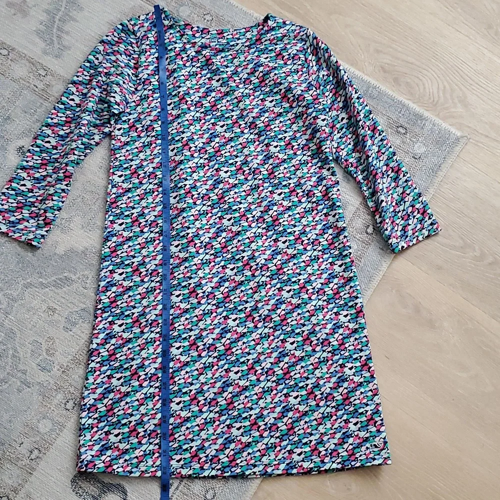 Vineyard Vines Girls Multicolor Whale Overprint 3/4 Sleeve Dress SzL (14)